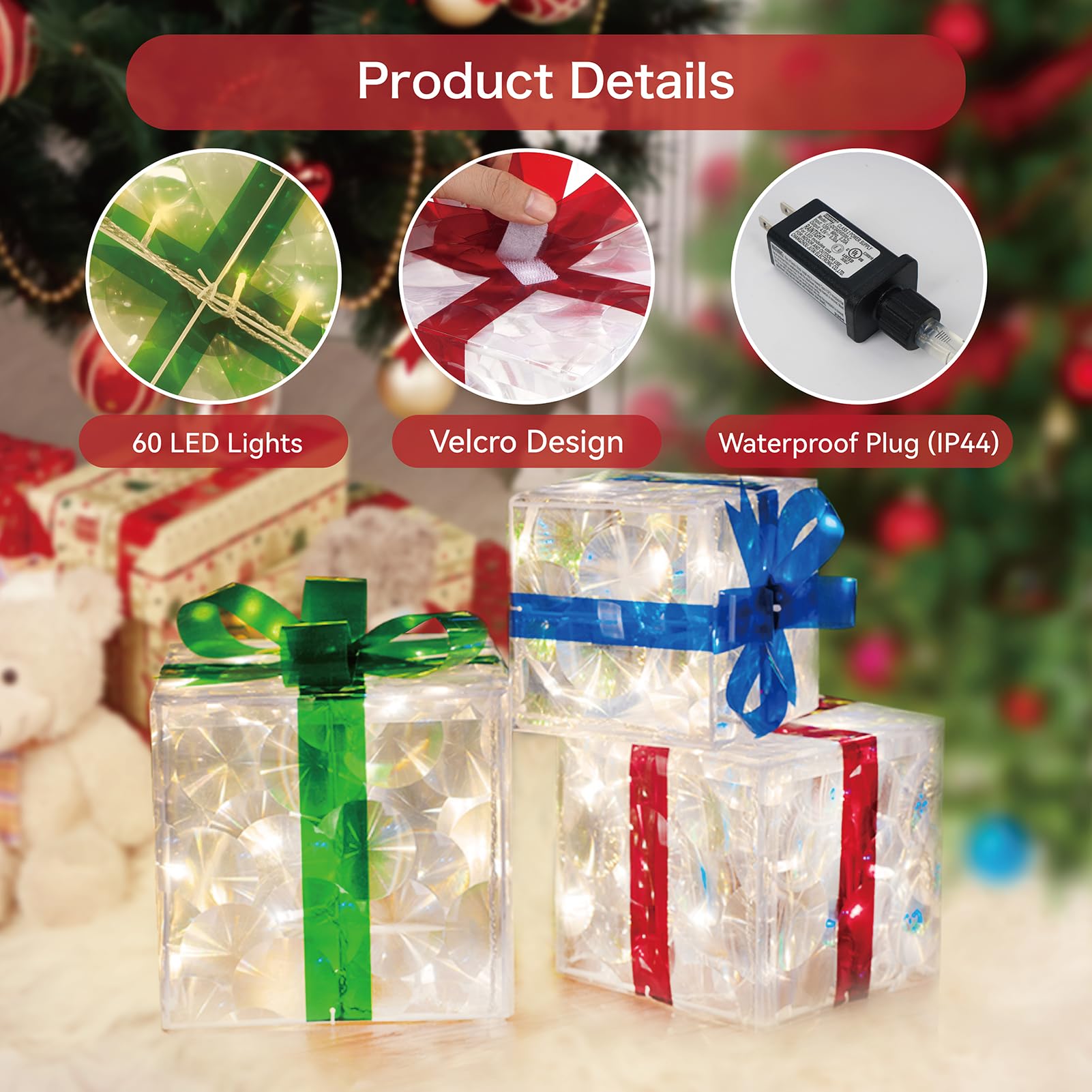 Amazon.co.jp: SANHSEHOME クリスマスライト付きギフトボックス3個
